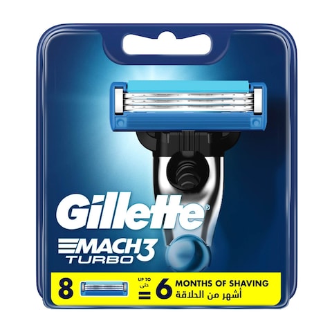 Gillette Mach3 Turbo Men&#39;s Razor Blade Refills 8 PCS