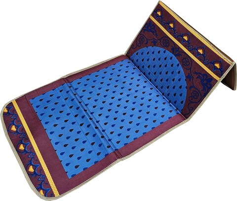 Fabienne Muslim Prayer Rug Printed with Back Support 55x110 cm Medical Prayer Mat Meditation Mat Luxury Ramadan and Eid Gift Mat Portable Strong Chair Sajadah Mat Blue/Purple