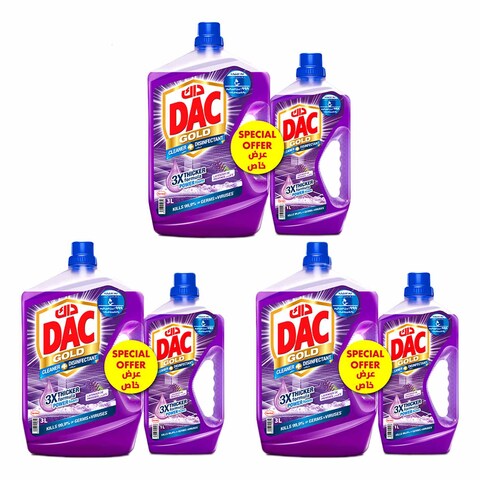 Dac Gold Multi-Purpose Disinfectant &amp; Liquid Cleaner Lavender 4L Pack of 3