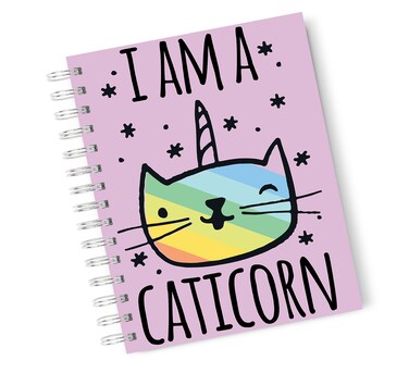 Loud Universe Hardcover Notebook Unicorn Caticorn Rainbow Spiral Notebook with Premium High Quality Paper A5 Size