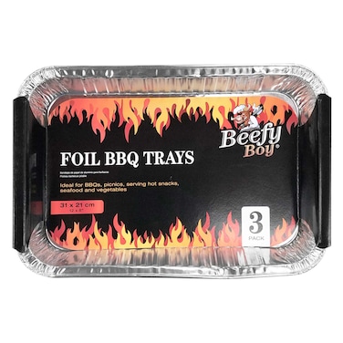 Uncle Bills Beefy Boy Bbq Serving Tray 3 Pieces  31X21Cm Silver
