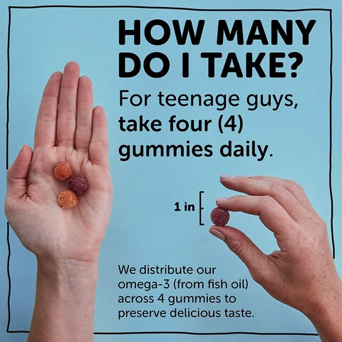 Smartypants Teen Guy Complete Daily Gummy Vitamins: Multivitamin, Gluten Free, Vitamin D3, Lutein/Zeaxanthin For Eyes*, Omega 3 Fish Oil (Dha/Epa), Folate (Methylfolate), 120 Count (30 Day Supply)