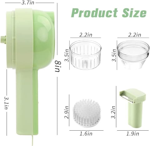 Electric Vegetable Cutter Set 2023 Release - 4 in 1 Portable, Rechargeable, Wireless Food Processor &amp; Chopper Machine for Pepper, Garlic, Onion, Celery &amp; Meat