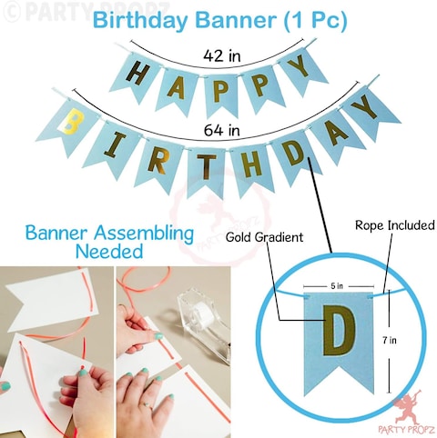 Party Propz Set Of 9 Pcs Birthday Combo For Boys Birthday Decoration Items/ Balloons For Boy Birthday Party