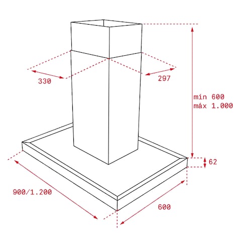 Teka DH2 985 ISLAND 90cm A Decorative Hood with Touch Control display and ECOPOWER motor