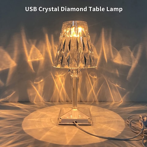 Buy Bisofice Acrylic Diamond Table Lamp 3 Lighting Colors With Brightness Adjustable USB Crystal Bedside Night Light Decorative Bedroom Nightstand Lamp Online Carrefour KSA