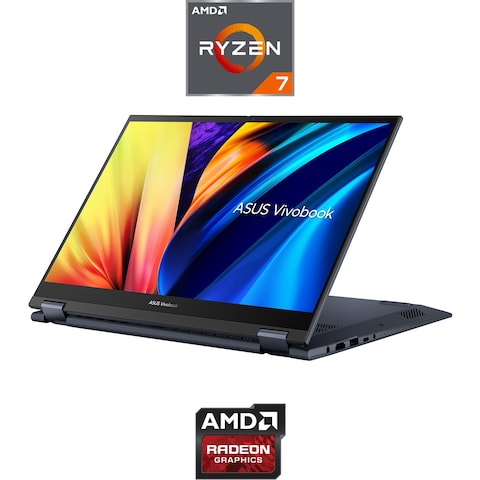 اسوس فيفو بوك S 14 فليب TN3402QA لابتوب - رايزن 7 - 16 جيجا رام - 512 جيجا  - 14 بوصة - بطاقة رسومات إيه ام دي - أزرق
