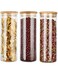 Marrkhor 2200ml Glass Food Storage Jars Containers With Airtight Bamboo Lids Set Of 3 Kitchen Glass Canisters For Coffee