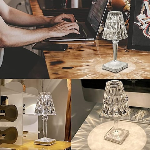 Crystal Table Lamp, LED Night Light Bedside Lamp with USB Charging Port,Acrylic Touch Control Crystal LampDecoration Desk Nightstand Lamps,Decorative Lamp for Living Room Bedroom
