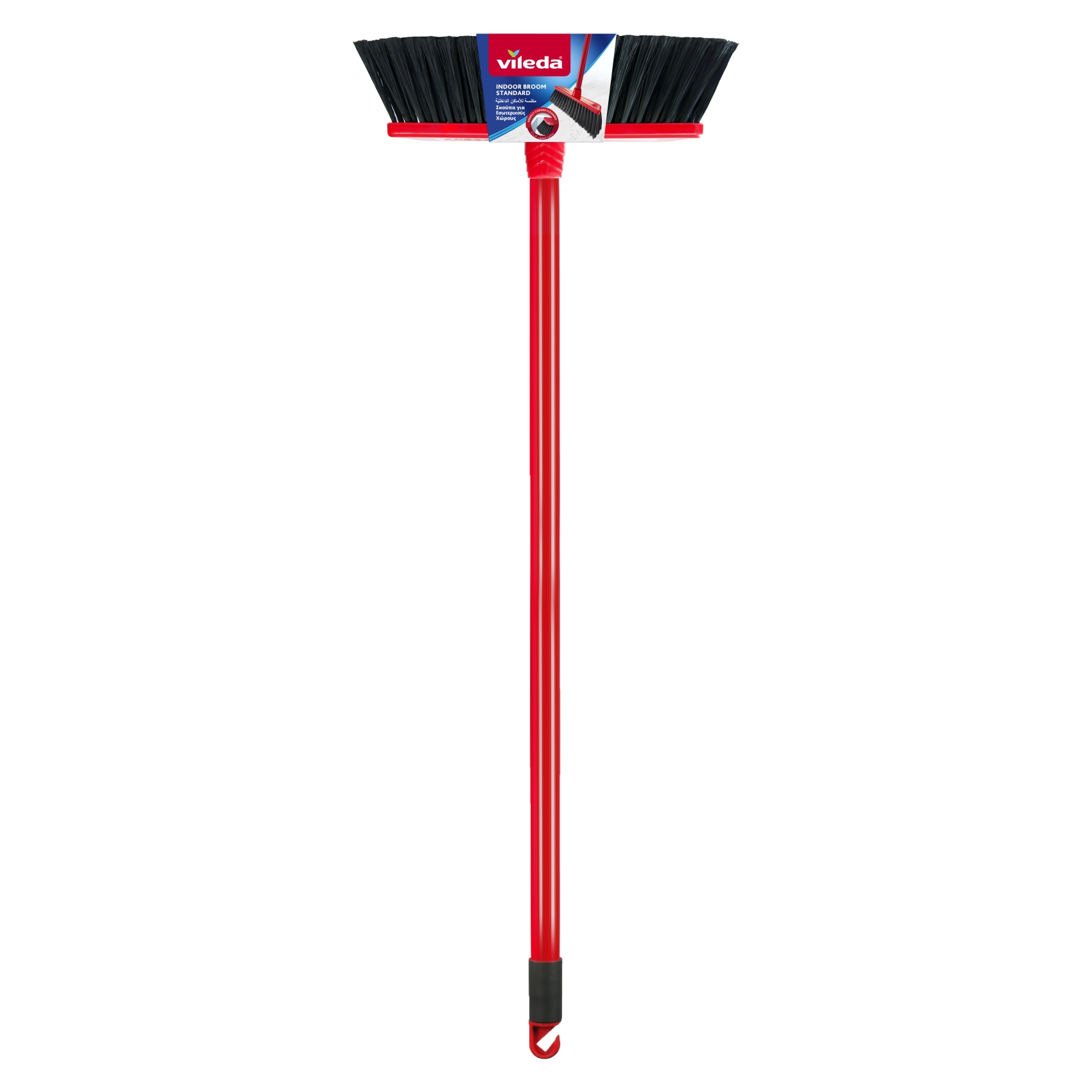 Vileda Standard Indoor Broom With Stick Red