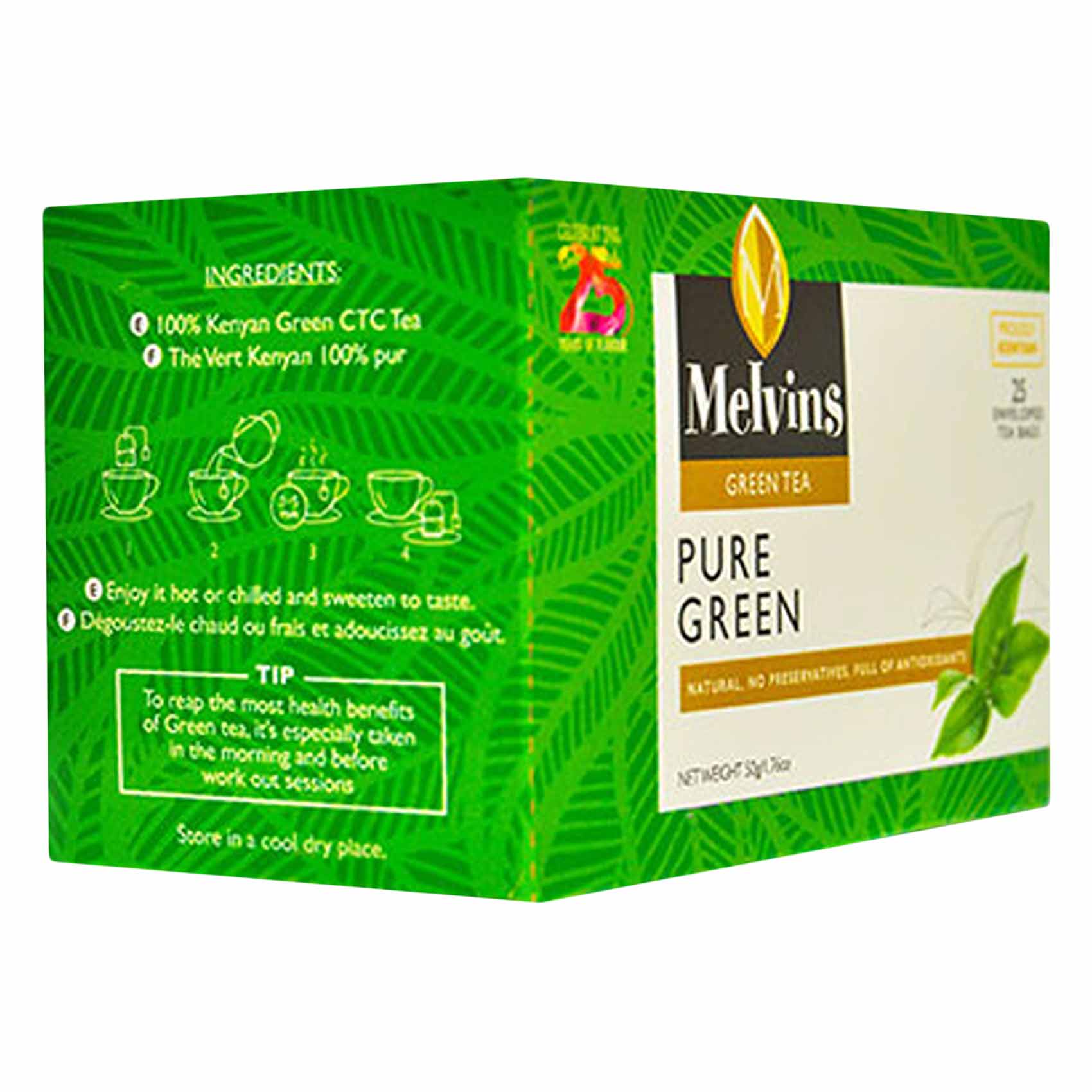 Melvins Pure Green Tea Bags 25 Count