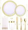 Aiiwanto 350Pcs Disposable Plate Set 50 Guest Food Plate Set Birthday Anniversary Party Plate Dinner Set Lunch Plate Set Christmas Party Accessories