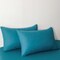 Luna Home Premium 6 Piece King Size Duvet Cover Satin Stripe Solid Ocean Blue