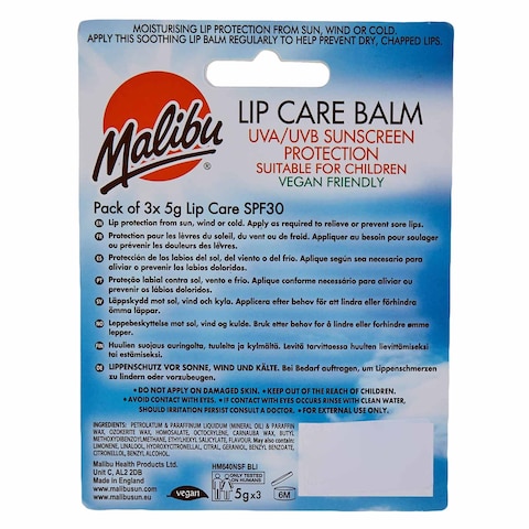 Malibu SPF 30 Mango Mint Tropical Lip Care Balm 3 Pieces