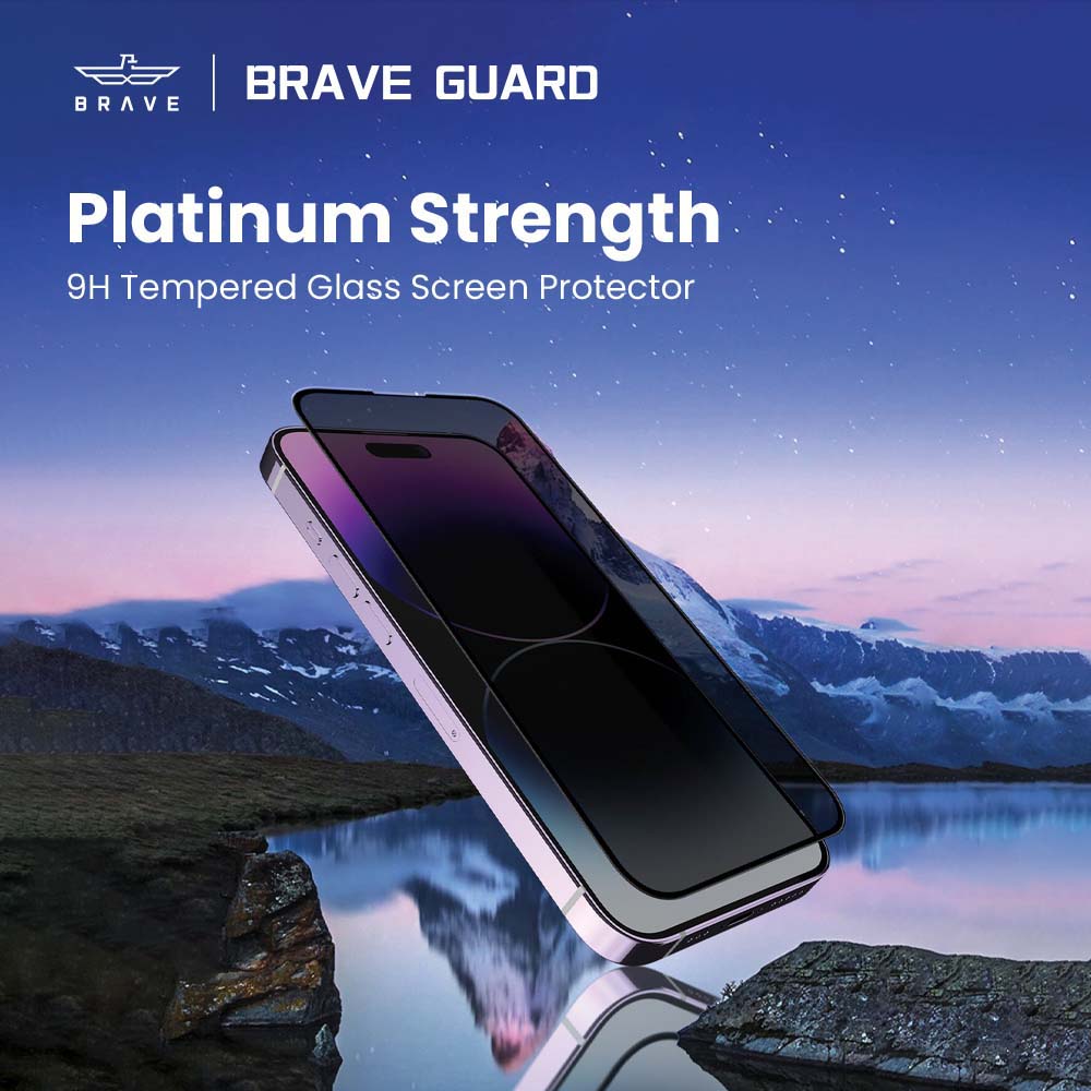 BRAVE Privacy Screen Protector for iPhone 13 Pro 2-Way Privacy Technology with Maximum Platinum Strength 9H Anti-Spy Tempered Glass Easy Installation Perfect Touch Sensitivity