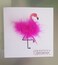 Fluffy pink flamingo Birthday card.