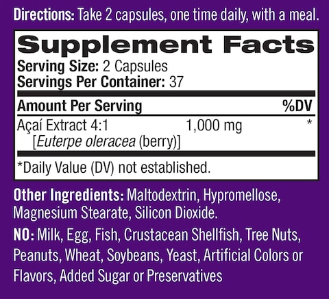 Natrol Acai Berry, Antioxidant Protection, 1,000Mg Vegi Capsules, 75 Count