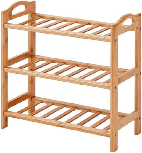 Atraux 3-Tiers Wooden Shoes Rack, Free-Standing Bamboo Shoes Storage Shelf