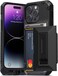 VRS Design Damda Glide Hybrid designed for iPhone 14 PRO case cover wallet [Semi Automatic] slider Credit card holder Slot [3-4 cards] &amp; Kickstand - Black Groove
