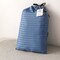 Luna Home Premium 6 Piece King Size Duvet Cover Satin Stripe Solid Stone Blue