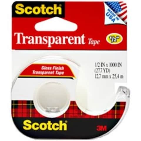 3M Scotch 144 Transparent Tape with Plastic Dispenser, 1/2&quot; X 450&#39;&#39;