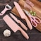 7 Sets of Wheat Straw Knives, Household Stainless Steel Fruit Kitchen Knives, Kitchen Knives(Pink)
