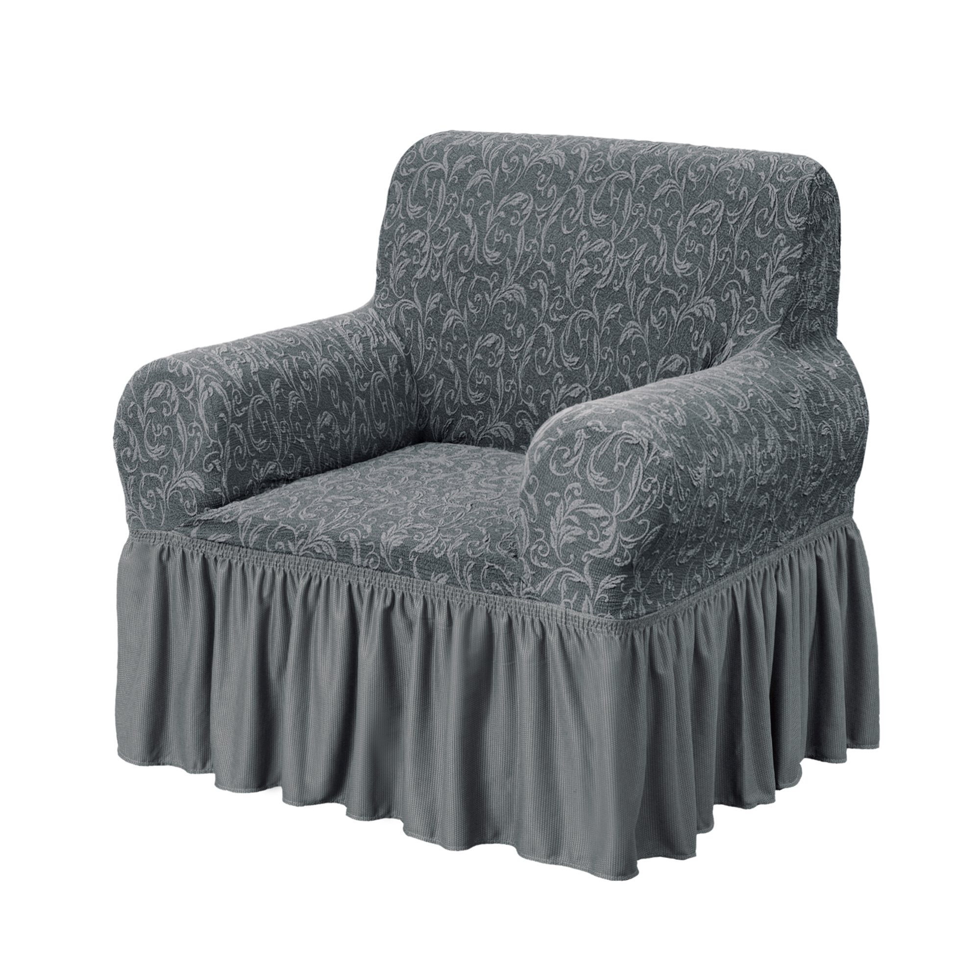 Jacquard Fabric Stretchable One Seater Sofa Cover Grey