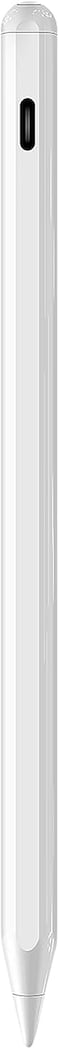 Powerology Pencil Pro With Palm Rejection, Magnetic Charging, LED Indicators, Home/Tabs Button, With Tilt Pressure Function Compatible With 2018-2022 iPad Models, 1.5mm Pin Tip - White