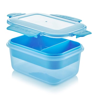 ام-ديزاين طقم غداء - صندوق غداء 1.1 لتر مع زجاجة مياه 500 مل وطقم 3 قطع أدوات مائدة - أزرق