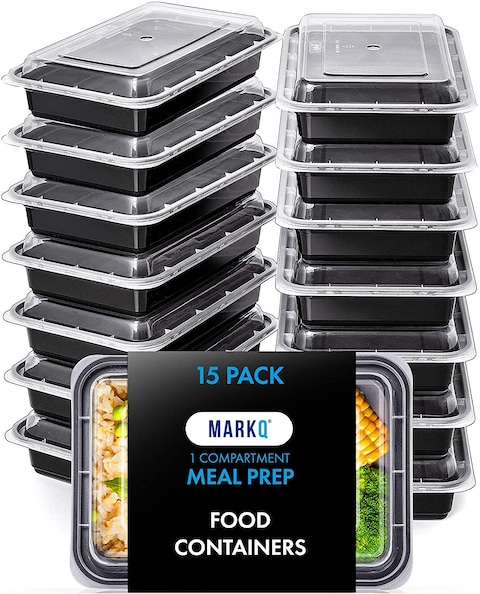 Markq [15 Pack] - 32 oz Meal Prep Containers with Lids - 1 Compartment Plastic Food Storage Containers - Lunch Boxes