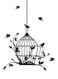 Spoil Your Wall Waterproof Bird Cage Design Decorative Wall Sticker Black 60x100cm