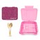 Eazy Kids 6 &amp; 4 Convertible Bento Lunch Box w/ Lunch Bag and Spoon Fork Set - Glitter Pink