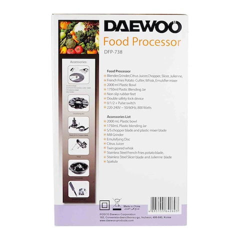 Daewoo DFP-738 13-In-1 Food Processor 800W 2L Black