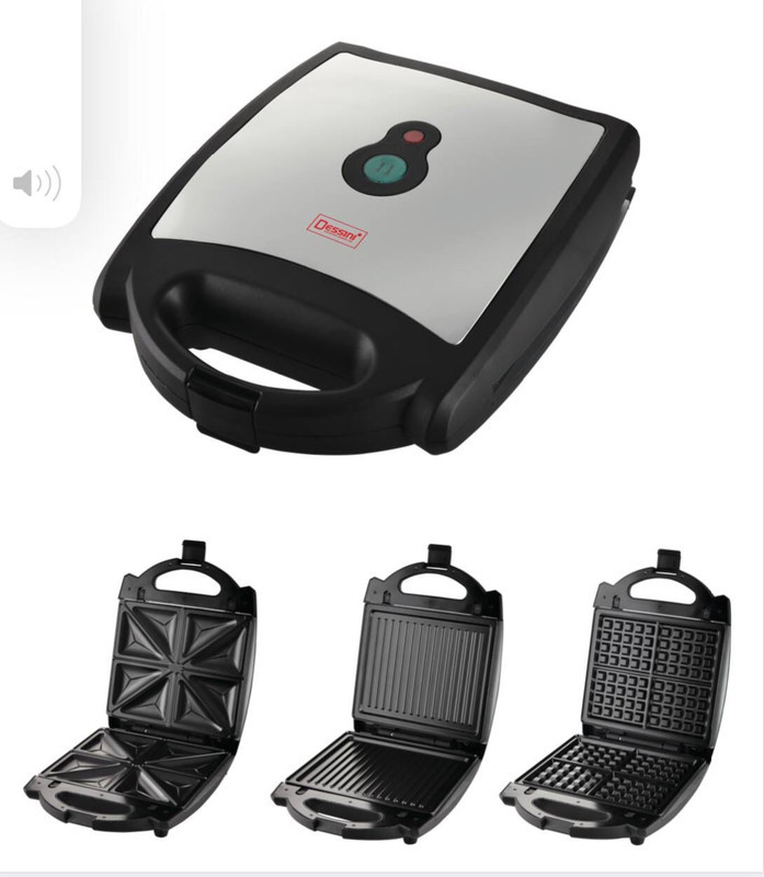 Dessini 3 In 1 Detachable Non Stick Sandwich Maker 1400W