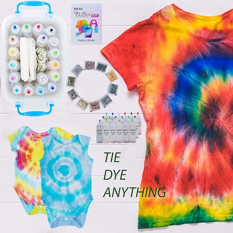 KETU Tie Dye Kit - 18 Colours Tie Dye Art Craft Set for Kids, Including protective gloves All in One Craft Kit for Fun Activity Birthday Gifts for Kids &amp; Adults