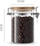 1CHASE Borosilicate Glass Storage Jar With Clip And Airtight Bamboo Lid 750ml, Storage Jar To Store Tea, Coffee Beans, Candy, Spices, Biscuits - Set Of 2