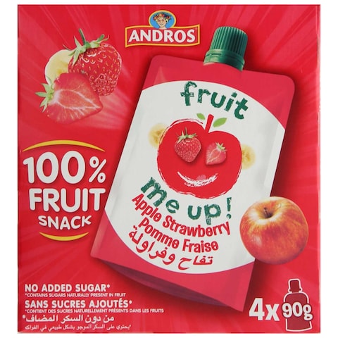 Buy Andros Fruit Me Up Apple And Strawberry Puree 90g Pack of 4 in UAE