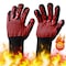 2Pcs Kitchen Fireproof Gloves Heat Resistant Thick Silicone Cooking Baking Barbecue Oven Gloves BBQ Grill Mittens red