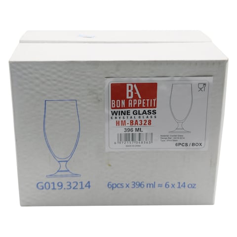 Bon Appetit HM-BA328 Wine Glass 396ml x 6 Pieces Clear