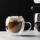 1CHASE Double Wall Insulated Glass Cup With Handle 250ml For Espresso Coffee Milk Tea- Set Of 4
