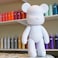 DIY CREATE YOUR OWN UNIQUE ACRYLIC FLUID POURING PAINT BEAR (9 inch - 23 cm) COMPLETE SET, colors: White, Light-Blue, Gold. Arts and Crafts, Customize Handmade Creative Birthday Gift