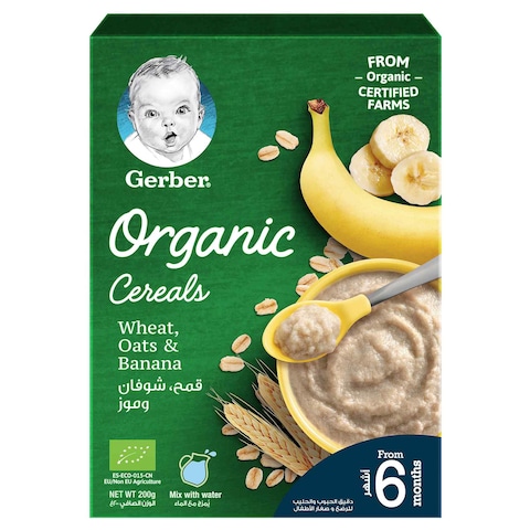 Gerber Organic Cereal Wheat Oats With Mango, Carrots &amp; Banana 200g