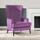 إن هاوس كرسي ملكي بظهرية مجنحة وذراعين منجد بالمخمل - بنفسجي فاتح - E7