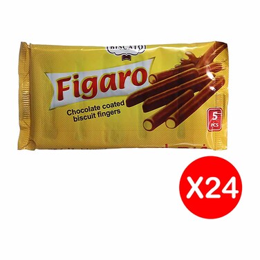 بيسكاتو أصابع بسكويت فيجارو مغطاه بالشيكولاتة - 5 قطع - عبوة من 24