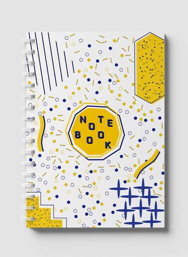 Lowha Spiral Notebook With 60 Sheets And Hard Paper Covers With Retro Geometric Design, For Jotting Notes And Reminders, For Work, University, School