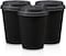 Markq [50 Sets] 8 oz. Black Disposable Coffee Cups with Lids - Triple Wall Ripple Paper Cups for Hot &amp; Cold Drinks