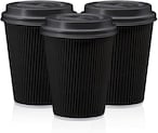 اشتري Markq [50 Sets] 8 oz. Black Disposable Coffee Cups with Lids - Triple Wall Ripple Paper Cups for Hot  Cold Drinks في الامارات