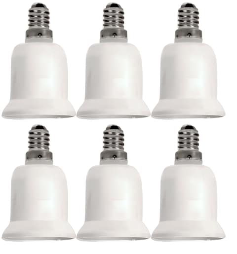 Lavish E14 Male To E27 Female Base LED Light Bulb Adapter Holder, Fireproof Socket Converter (6-Pack)