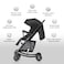 Teknum Stroller With Rocker w/ Blue Diaper tote Bag- Black