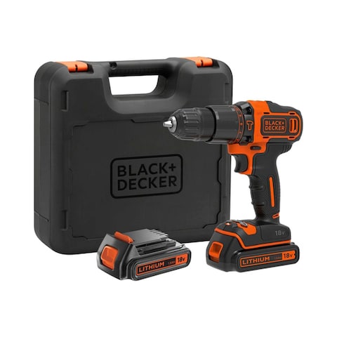 Black+Decker 2 Speed Hammer Drill 18V With 2 Batteries And Kit Box Black